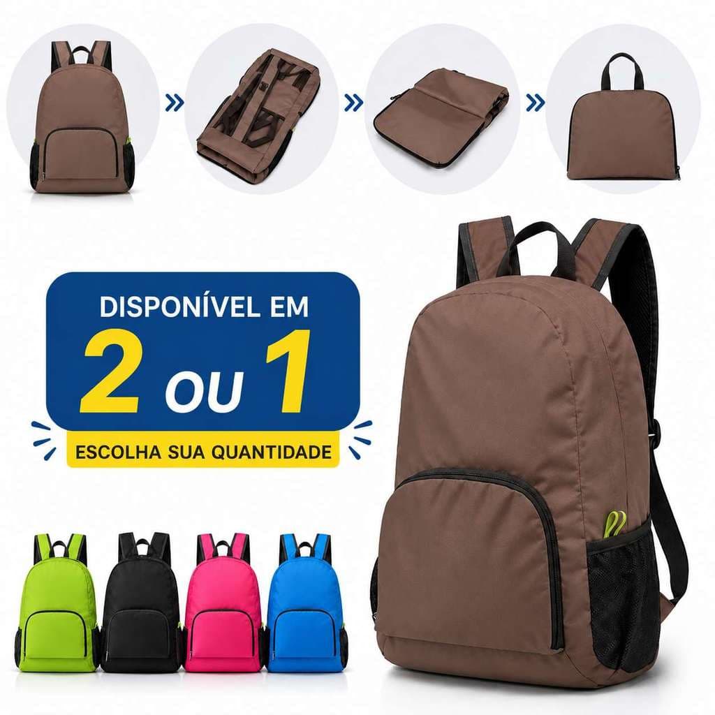 2/1 PCS Mochila Saco Esportiva Dobrável Compacta Impermeável Nylon Resistente para Viagem Escola e Academia
