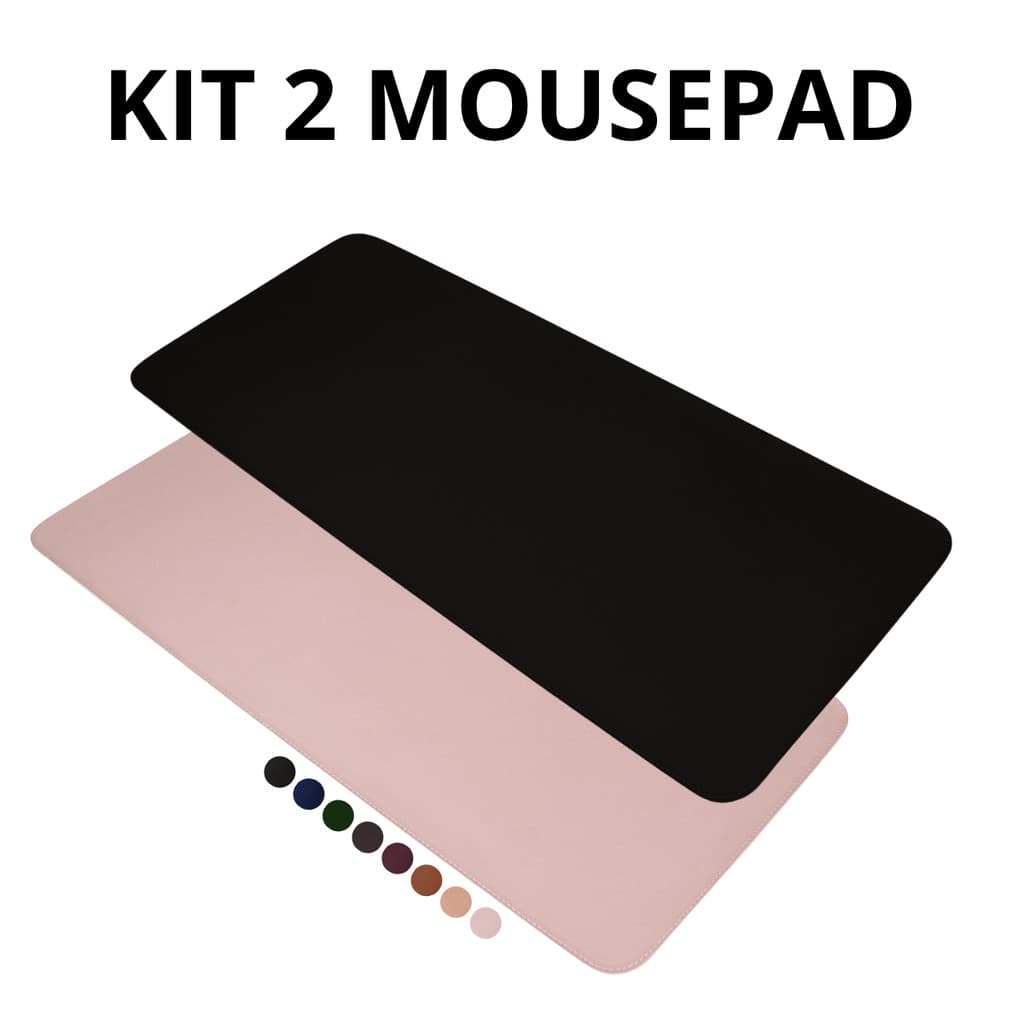 Kit 2 MousePad Grande 90x40 Desk Pad Couro Gamer Office