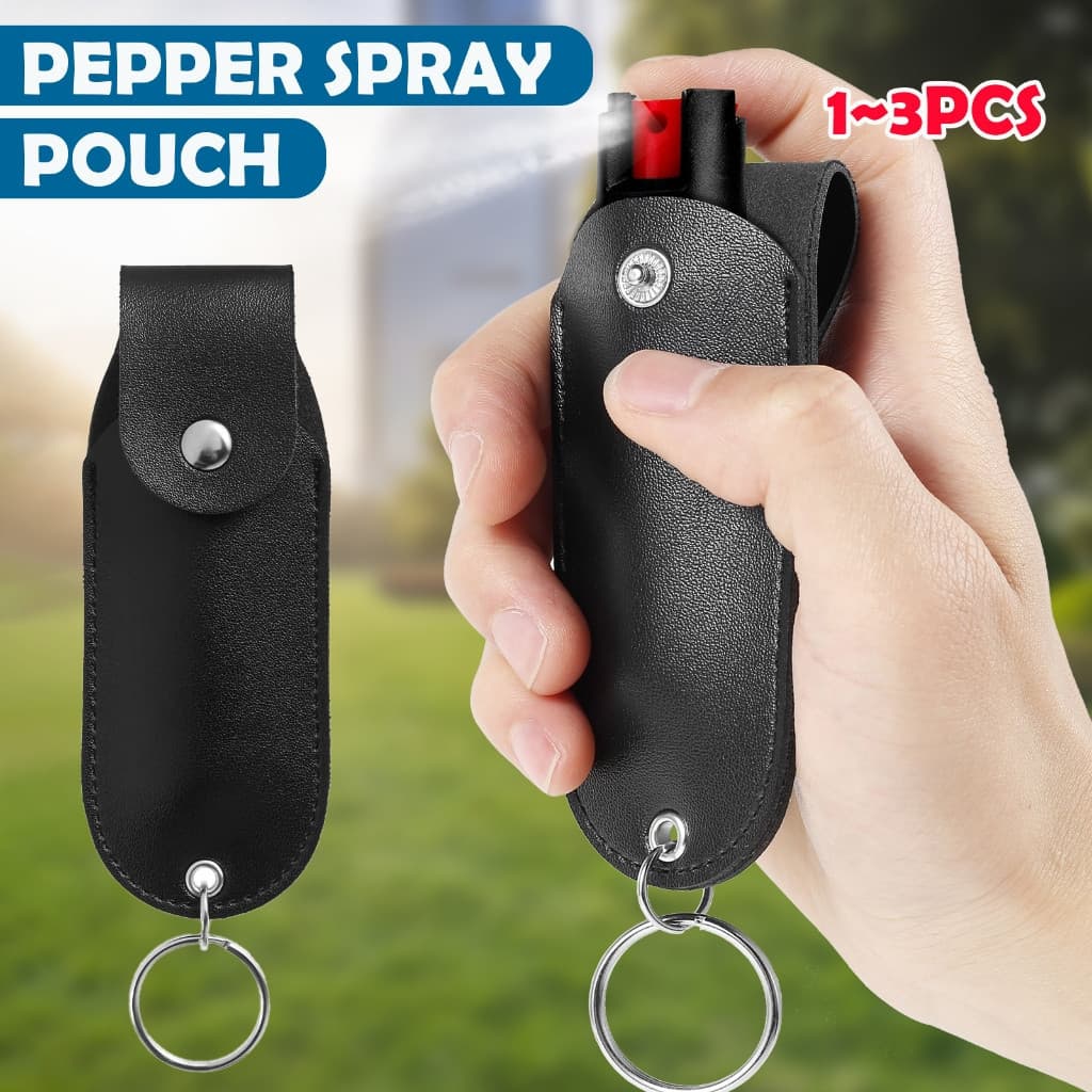 Conjunto de 1/2/3/4 peças de estojos para spray de pimenta, mini estojos portáteis de couro, capas protetoras de couro P