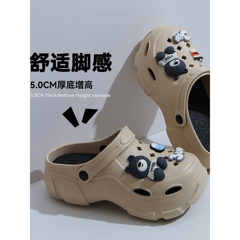 Doce amor plataforma salto Grizzly grosso-sola buraco sapatos femininos verão casais exterior usar merda-piso sandálias