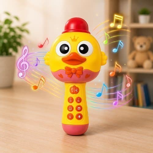 Microfone Infantil Recarregável com Bluetooth, Músicas, Histórias