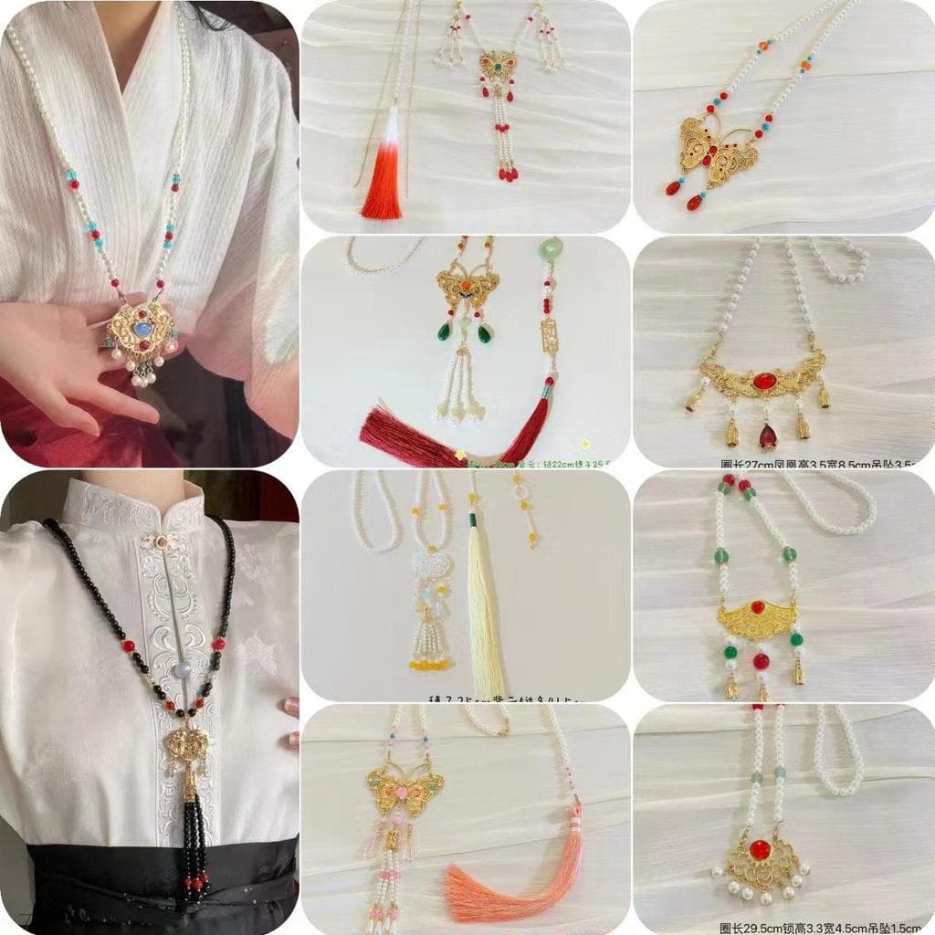 Estilo chinês rosto de cavalo saia colar acessórios antigo Hanfu macio Yingluo Ming feito Cheongsam bloqueio auspicioso
