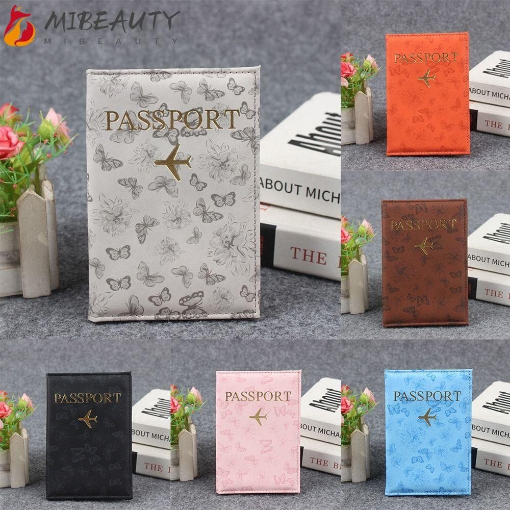 Porta-passaporte MIBEAUTY, Capa de Couro PU, com Estampa de Borboleta, Porta-cartões à Prova d'Água XRGG