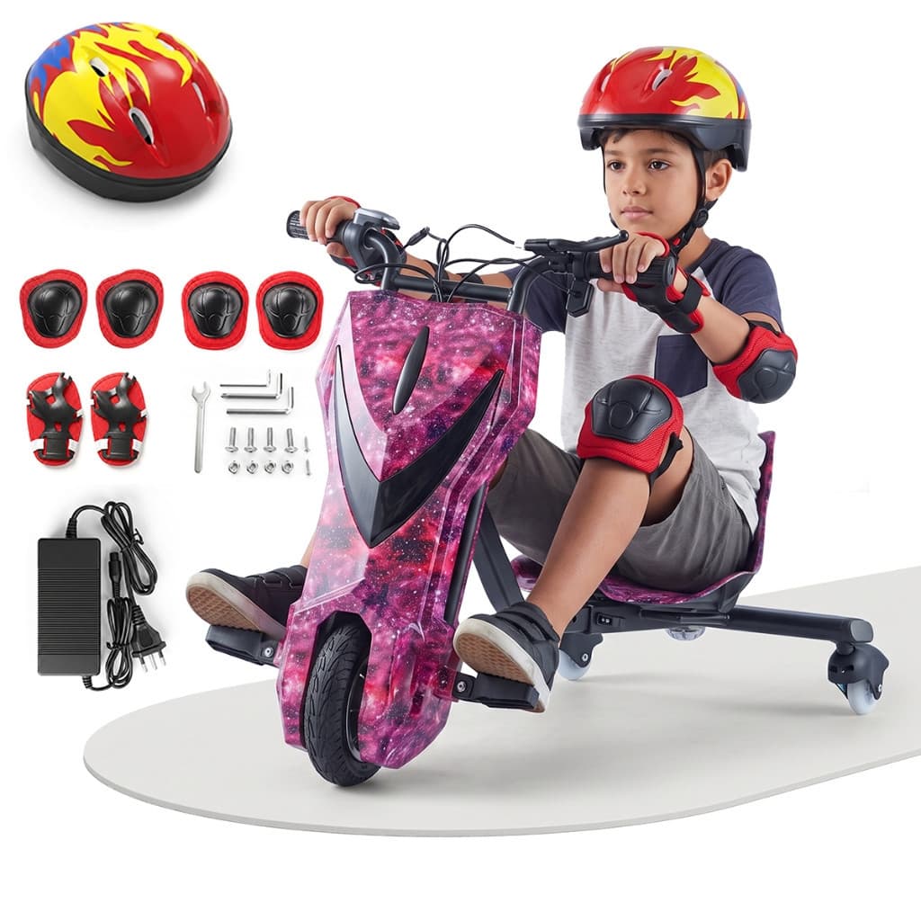 Triciclo Infantil Elétrico Drift 3 Velocidades Ajustáveis Bluetooth MP3 com Luzes LED e Bandeirinha