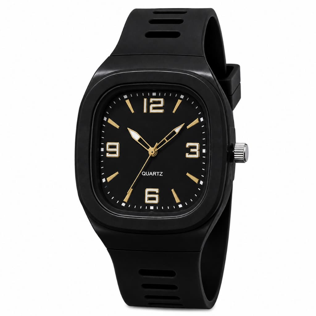 Relógio Masculino Casual Quadrado Borracha Colorido Presente Quartz Pulseira Silicone Confortável