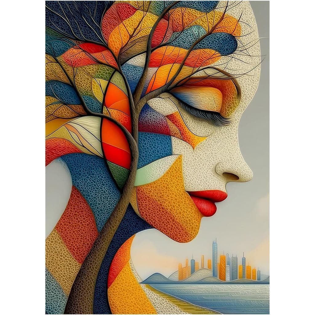Quebra-cabeças para adultos da árvore da vida 1.000 peças, quebra-cabeças coloridos de retrato de mulher, quebra-cabeças