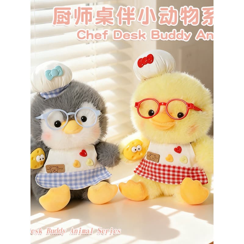 Bonito divertido Chef vestir-se mesa com pequenos animais bonecas de pelúcia bonecas animais decorações de mesa lembranç