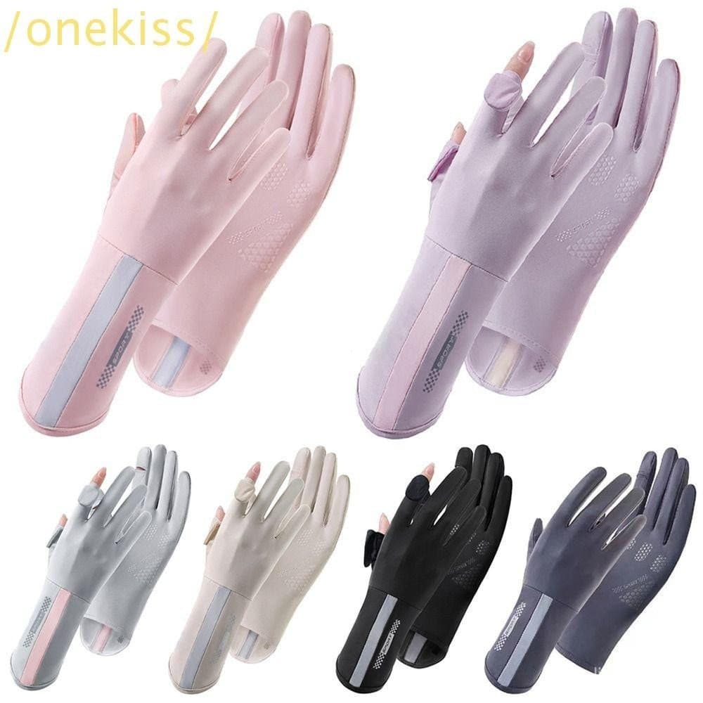 Luvas De Proteção Solar KISS1 , Finas De Comprimento Médio Anti-UV Elásticas De Seda Gelada Antiderrapantes