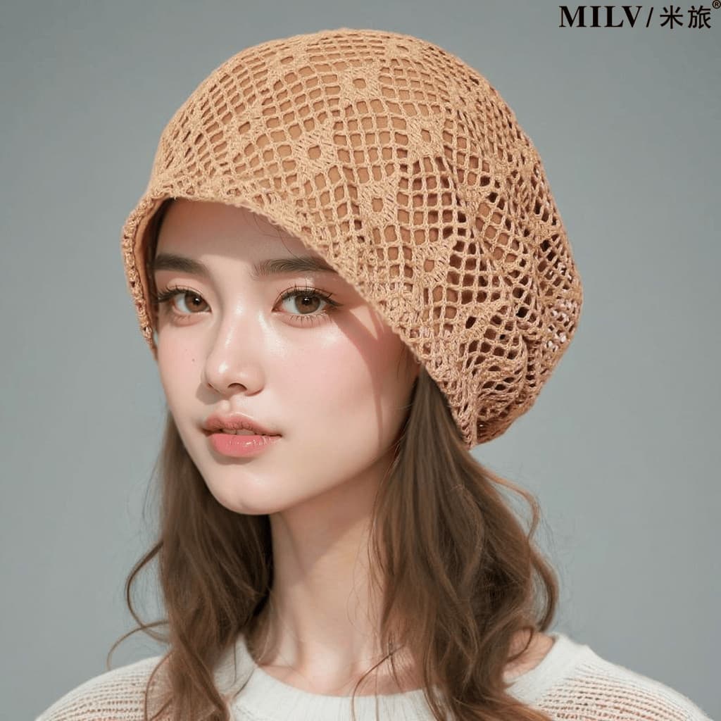Japonês Retro oco pilha chapéu feminino primavera outono à prova de vento grande circunferência da cabeça pequeno rosto