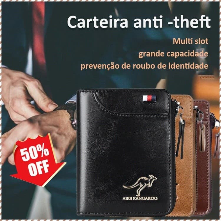 【Proteção RFID】Carteira Masculina RFID Antifurto/Carteira RFID/Porta-Cartão/Homens/Carteira Slim