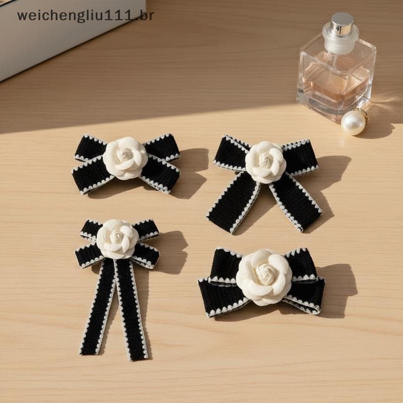 # weicheng Elegante Tecido Camélia Flor Gravata Borboleta Broches Senhoras Camisa Colarinho Pinos Vintage Festa De Casam