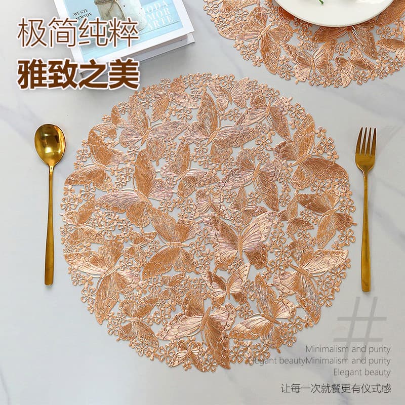 Borboleta pvc placemat criativo à prova dwaterproof água à prova de óleo Anti-escaldante tapete de isolamento térmico oc