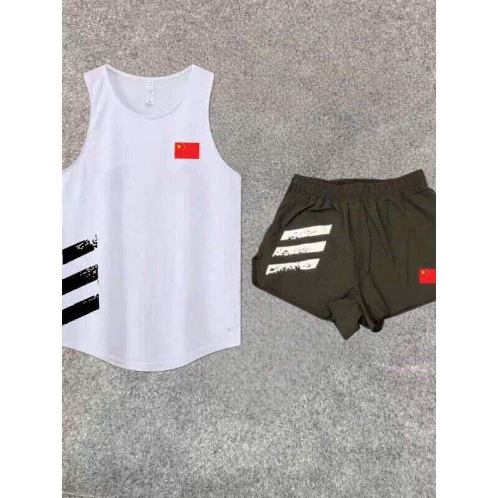 2026 equipe bandeira vermelha das mulheres dos homens colete Shorts de verão correndo pista campo maratona treinamento d