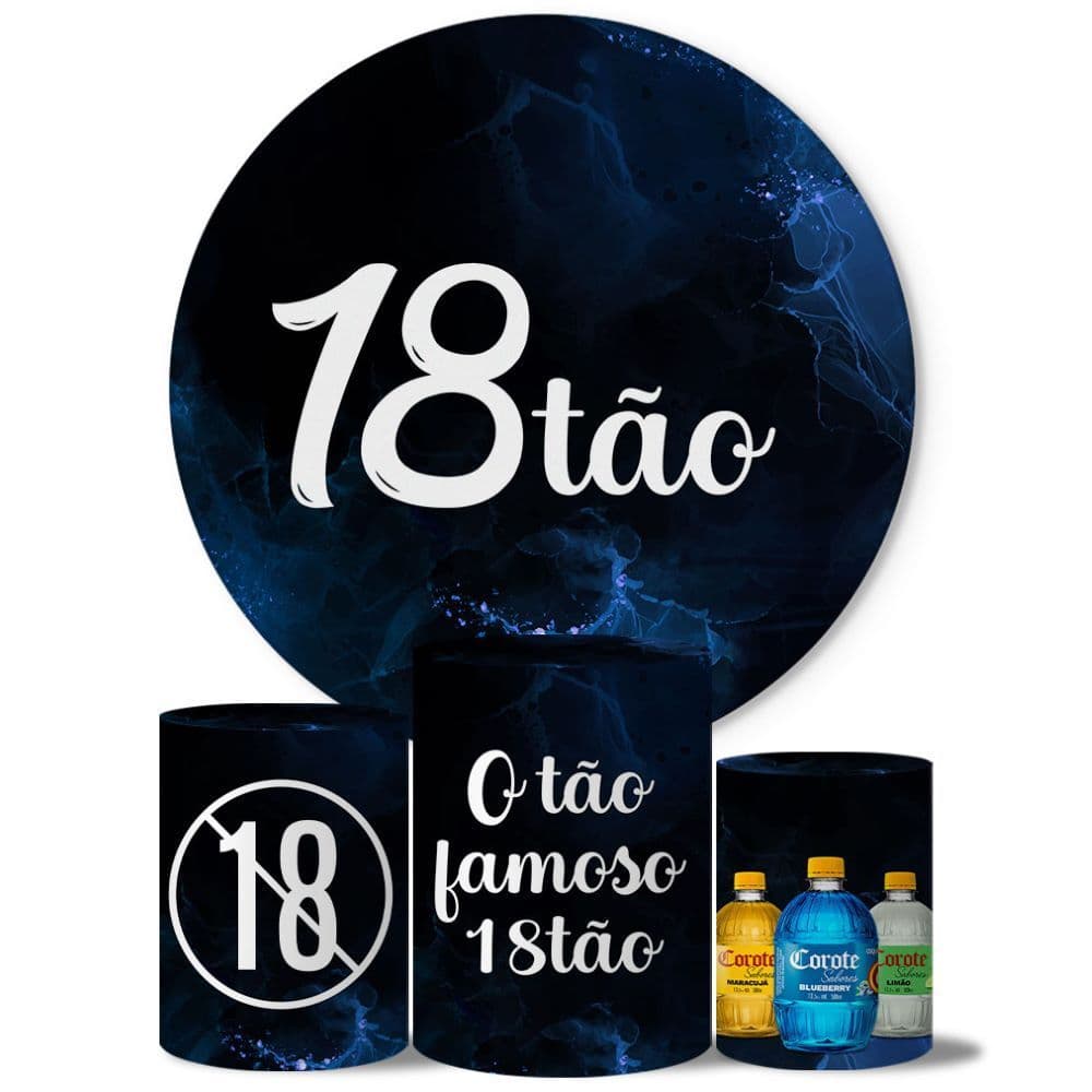 Trio Capa Cilindro + Capa Painel Redondo Tema 18tão Azul Veste Fácil | Envio Rapido