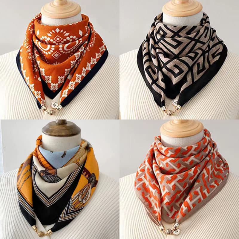 Outono inverno novo estilo 65 lenço quadrado fivela magnética feminino impresso lenço de algodão de seda cachecol moda m