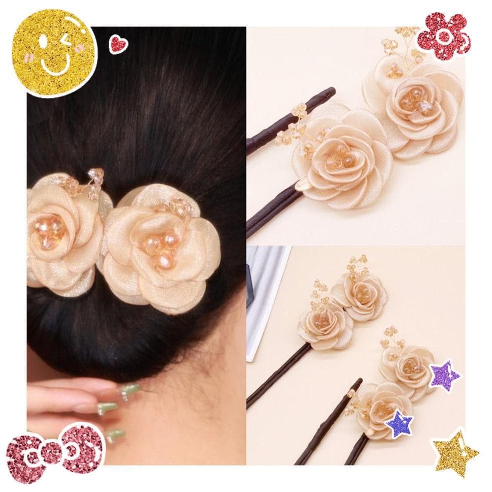 Grampo De Cabelo Flor , Ferramenta De Estilo Em Liga , Rolo De Coque , Penteado Torcido Flexível E Antiderra