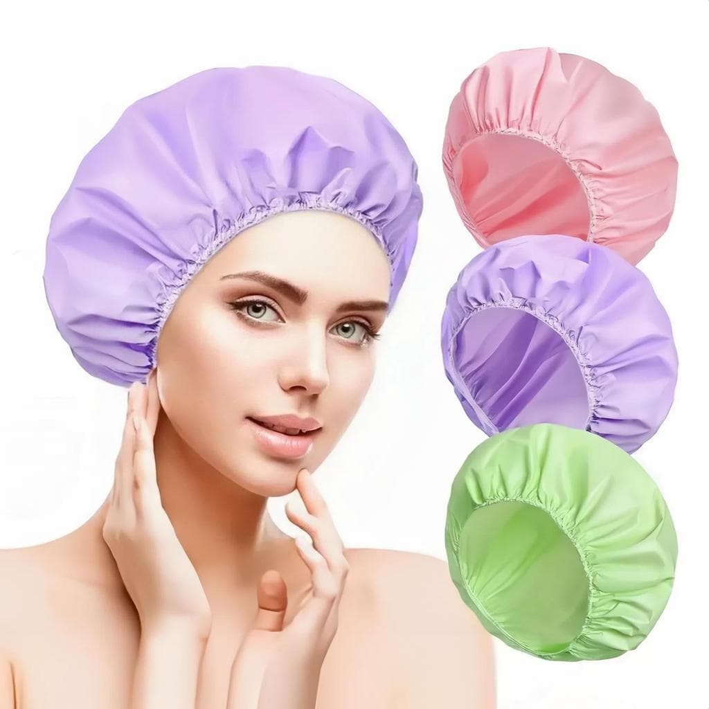 Touca De Cabelo De Banho PARPERTY1 , Toucas Impermeáveis Espessadas De Dupla Face , Cosmética Reutilizável Quente Para A