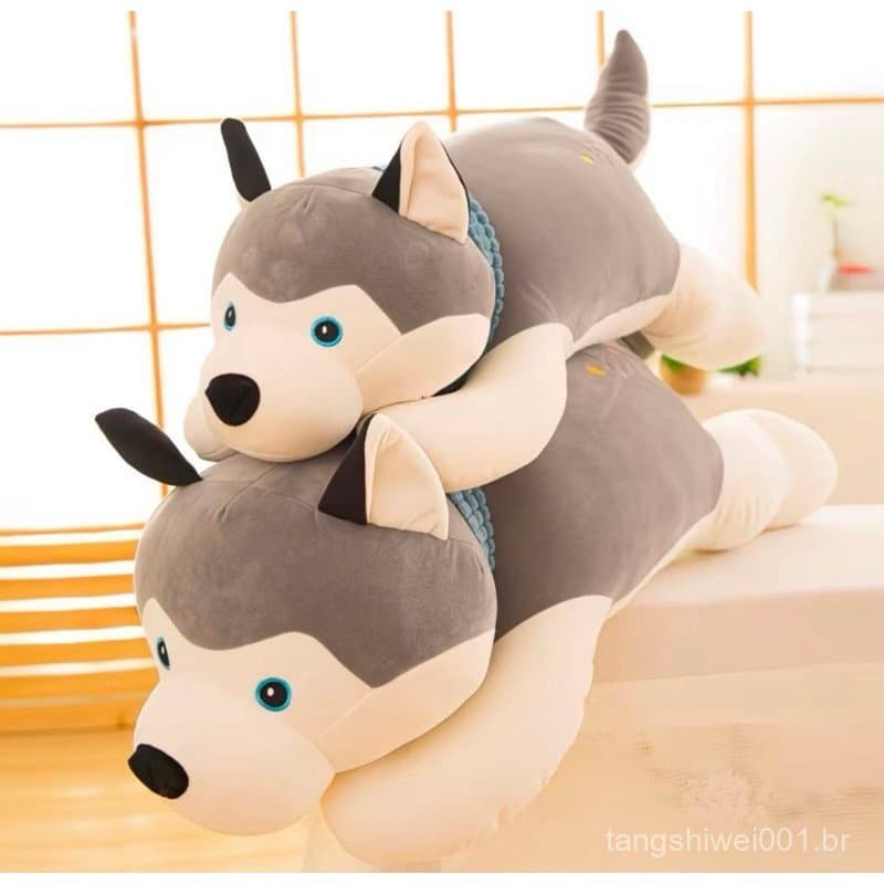 Pelúcia Cachorro Husky Siberiano Brinquedo Infantil Antialérgico 60 Cm - Envio Imediato