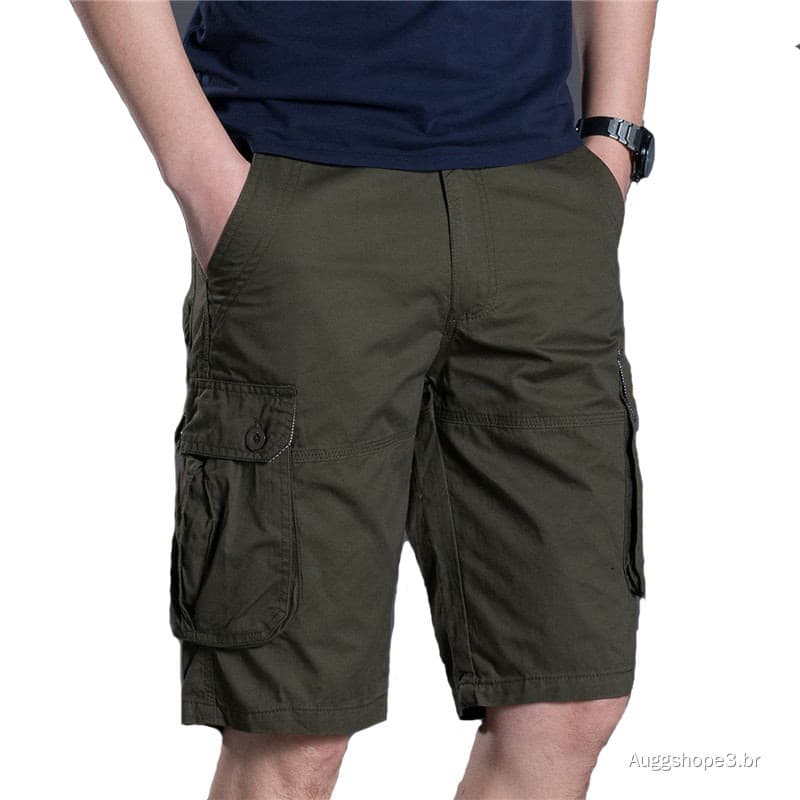 Verão fino solto Shorts calças cortadas masculinas calças casuais mais gordura plus Size calças de meia-idade calças cor