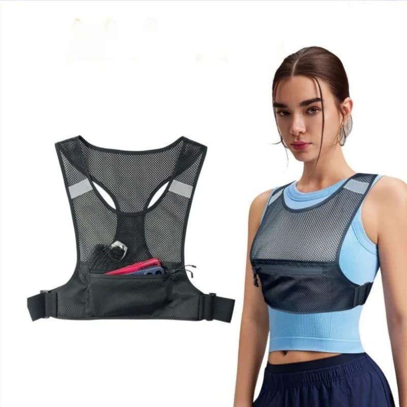 Coletes de Corrida, Colete Leve e Respirável em Malha com Múltiplos Bolsos para Maratonas ao Ar Livre, Bolsas de Peito R