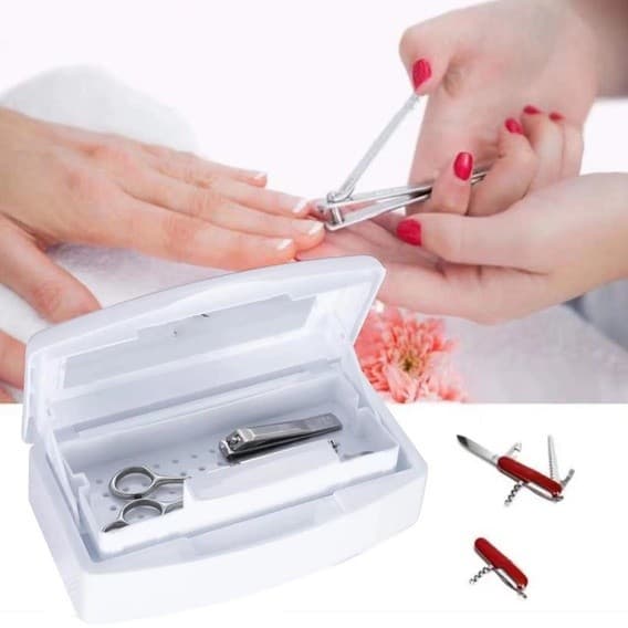Bandeja Esterilizadora Para Alicates E Pinças Manicure Pedicure Unhas Estética Com Cesto Removível