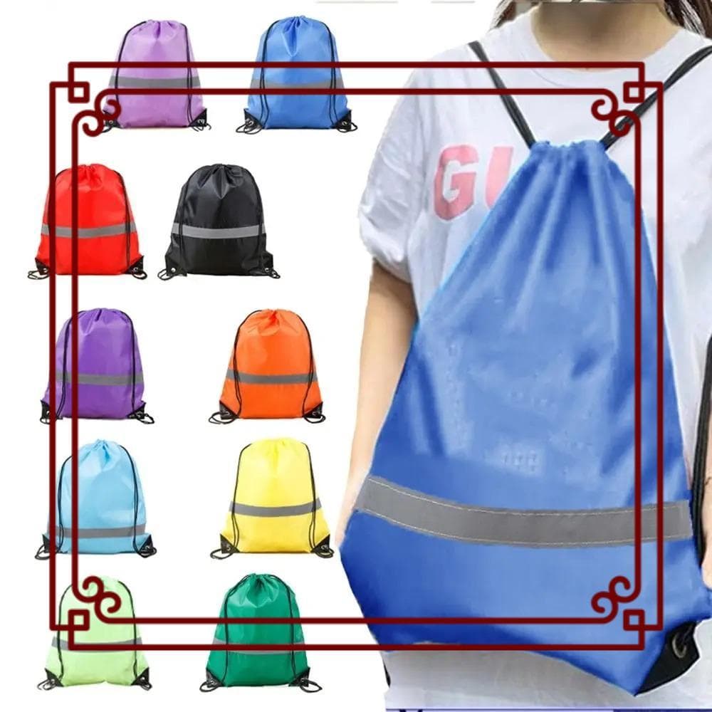 Bolsas De Ombro Fitness , Mochilas Impermeáveis Com Cordão Listras Reflexivas , Mochila Dobrável Unissex Leve