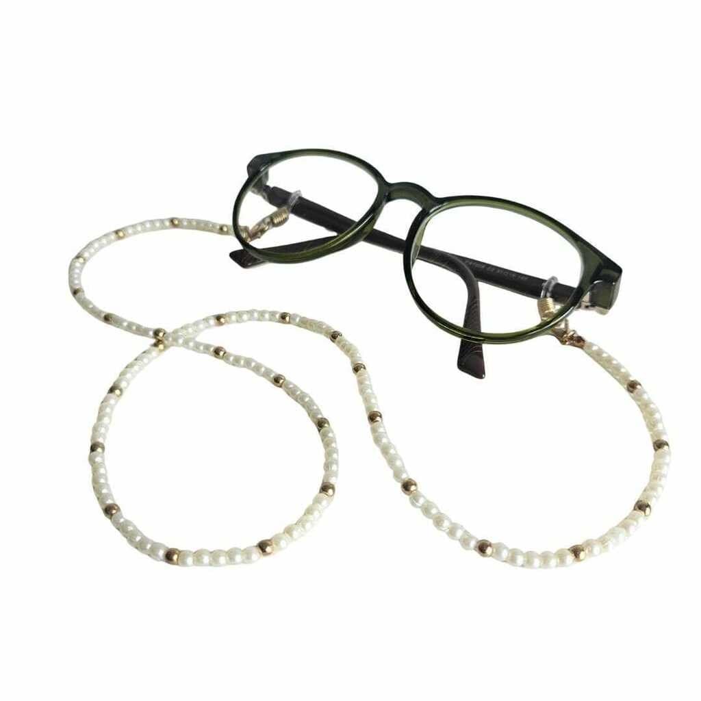 Corrente Salva Óculos - Pérolas com Dourado/Prata - Cordão para Óculos
