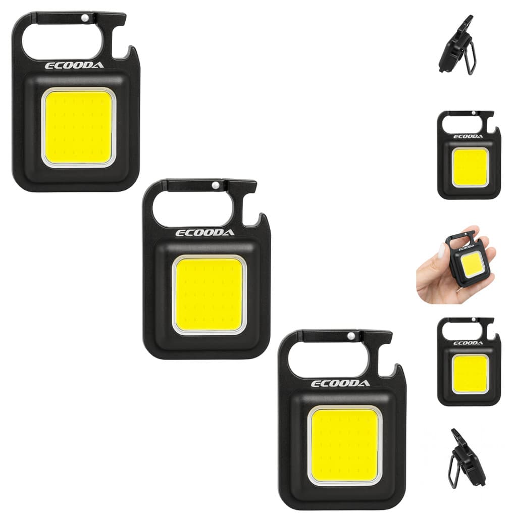 Kit 3 Mini Lanternas LED USB Recarregáveis Portáteis De Mão Chaveiro Compactas Multifuncionais