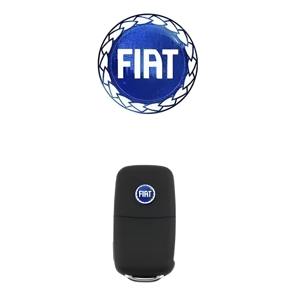 Emblema Resinado Auto Adesivo Para Chave Canivete Fiat Azul