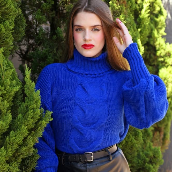 Blusa de frio feminina gola alta tendência 2023