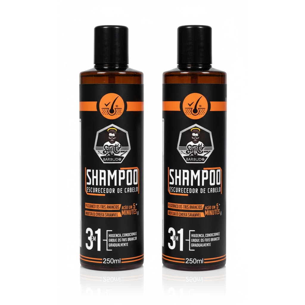 Shampoo Escurecedor Santo Barbudo Cobre Cabelos Brancos e Grisalhos 3 em 1 para homens e mulheres
