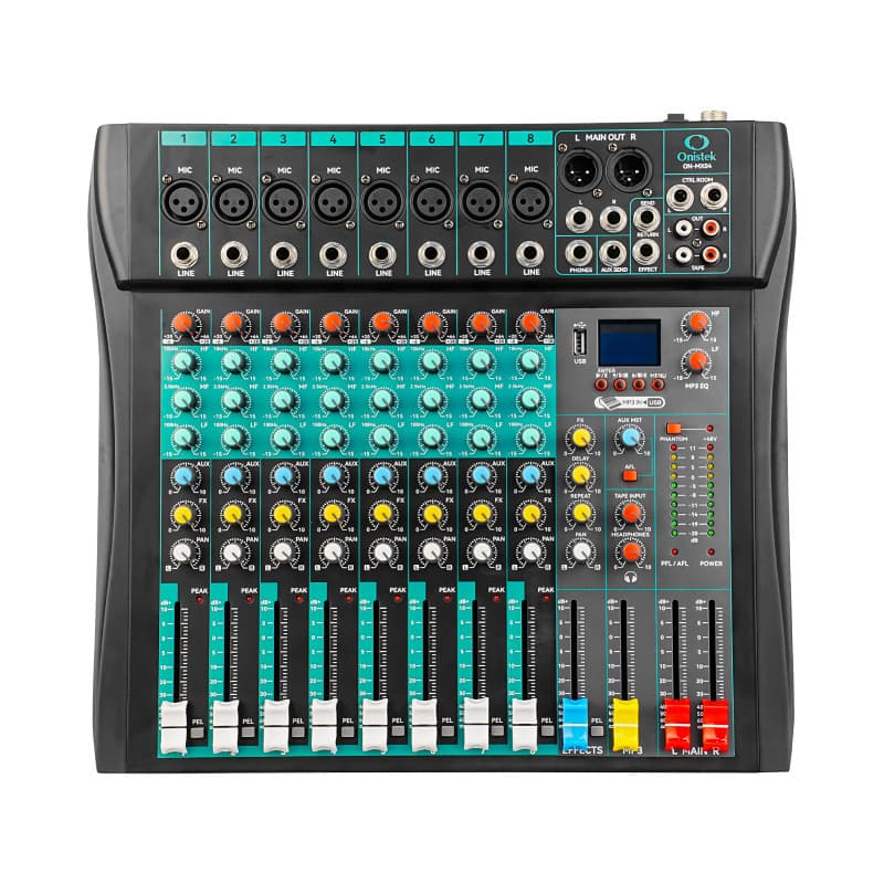 Mesa de Som 8 Canais Compacta Efeitos Phantom Power Onistek ON-MX04