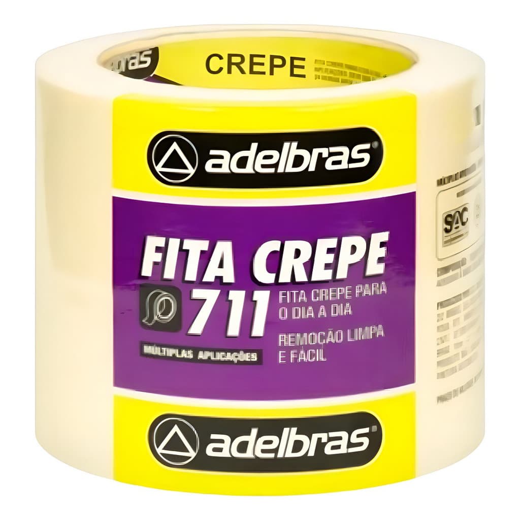 Kit 5 Rolo Fita Crepe Média Mask 24mmx40m Pintura  Adelbras