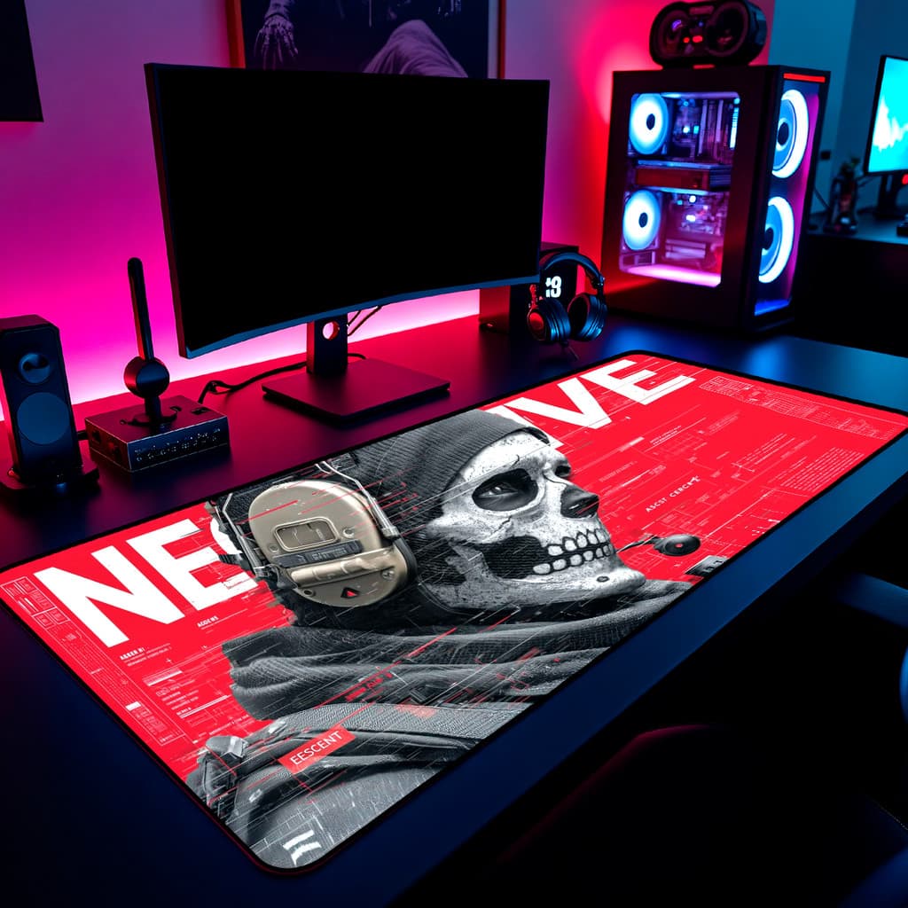 Mouse Pad Gamer Ghost COD 65x30cm / 80x40cm / 90x50cm / 120x60cm / Borda Costurada