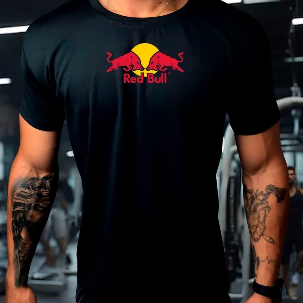 Camisa Masculina Dry Fit Camiseta Antiodor Treino Fitness Academia Red Bull