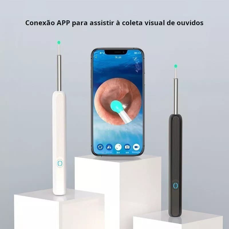 Limpador de Ouvido Com Câmera Ferramenta de remoção de cera Otoscópio 1080P