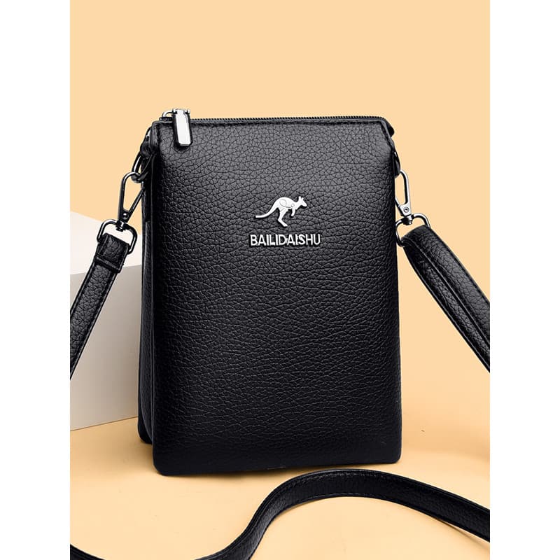 Bolsa para celular feminina 2026 novo estilo elegante All-Match simples couro ombro mensageiro bolsa Multi-compartimento