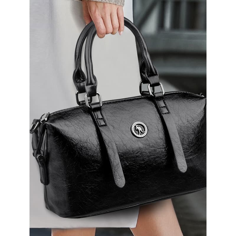 2025 primavera verão novo estilo bolsa feminina cera de óleo couro Boston travesseiro saco Retro Casual All-Match portát