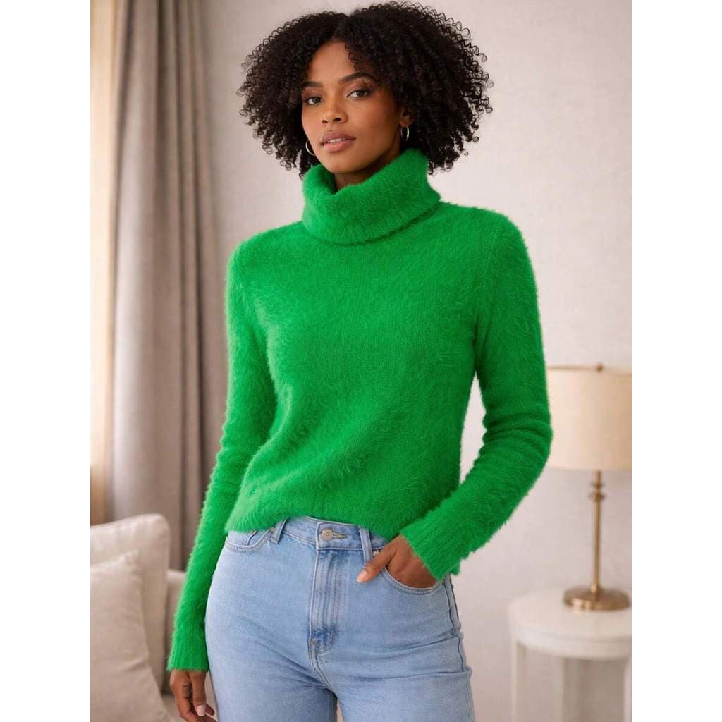Blusa de Gola Alta em Lã de Coelho – Macia, Elegante e Confortável Coelho com Gola Alta  Sofisticação e Conforto