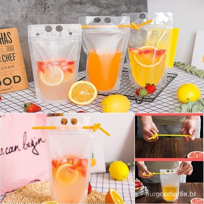 50 Pçs Portátil Fosco Descartável Bebida Café Líquido Plástico Suco Saco De Cozinha Vertical Selado Para Festa Sem Palha