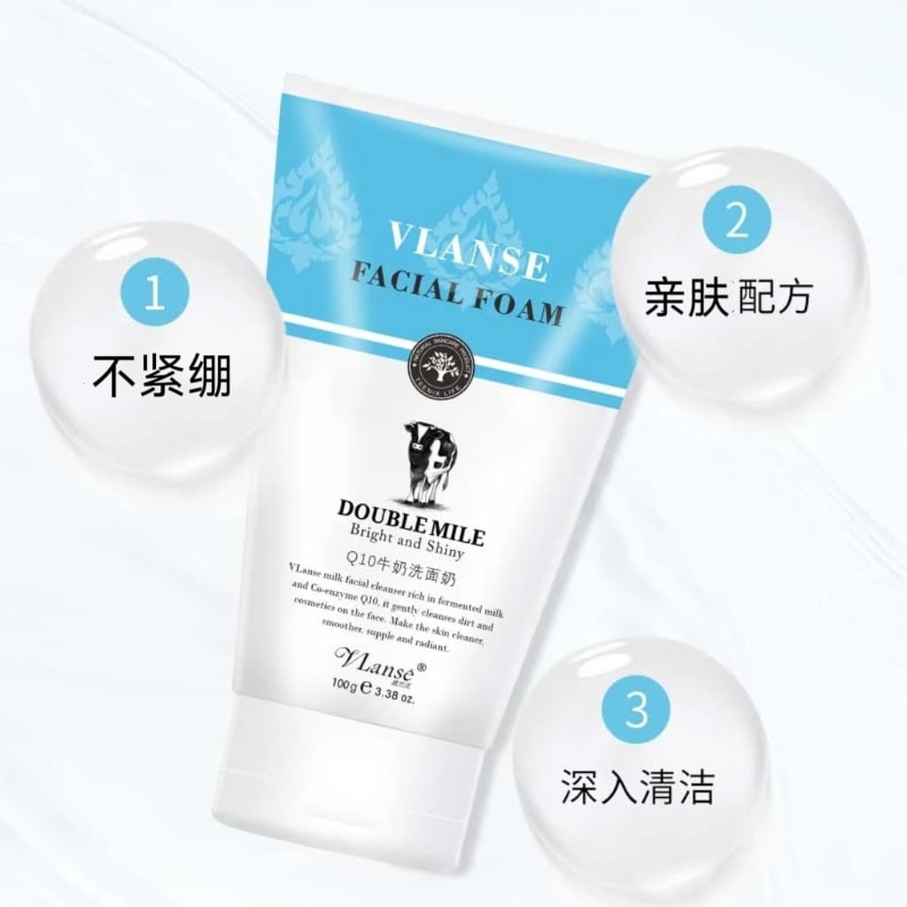 Tailândia VLANSE VLANSE VLANSE Q10 Leite Limpador Facial Masculino Feminino Aminoácido Hidratante Limpeza Facial Limpa