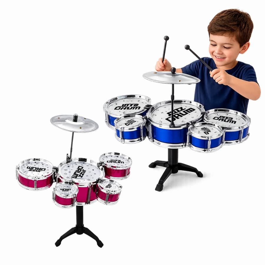 Mini Bateria Infantil Brinquedo instrumento 5 Tambores Completa
