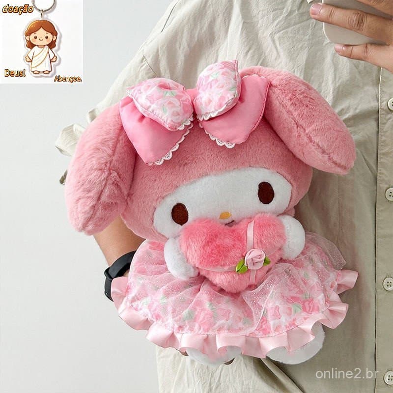 30cm Sanrio Pink My Melody Com Amor Coração Brinquedos De Pelúcia Desenho Animado Kuromi Plushie Boneca