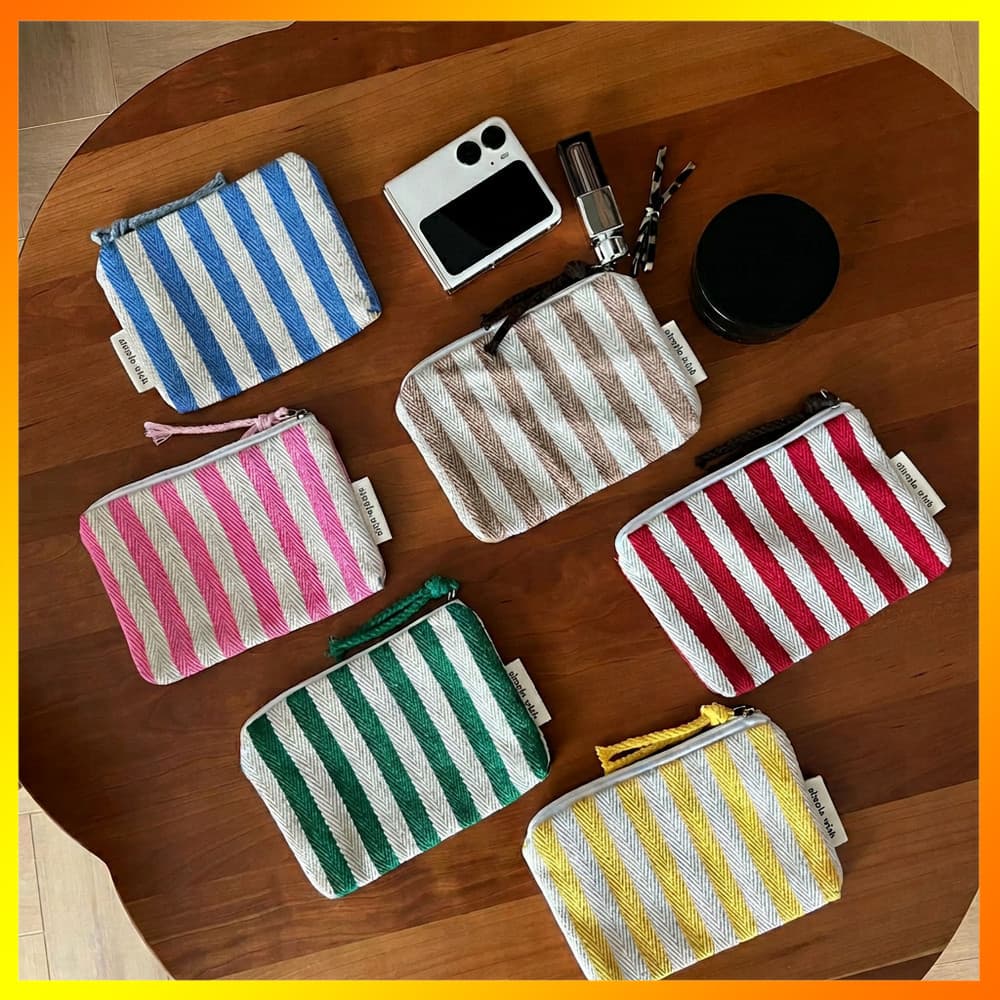 Mini Bolsa De Moedas Macia Portátil Espinha De Peixe Algodão Leve Versátil De Viagem Para Compras Deslocamento Diário Or