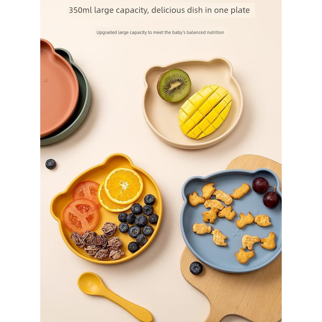 Tigela silicone com ventosa fundo Tigela anti derramamento bebê Prato infantil com ventosa Prato de jantar para bebês, v