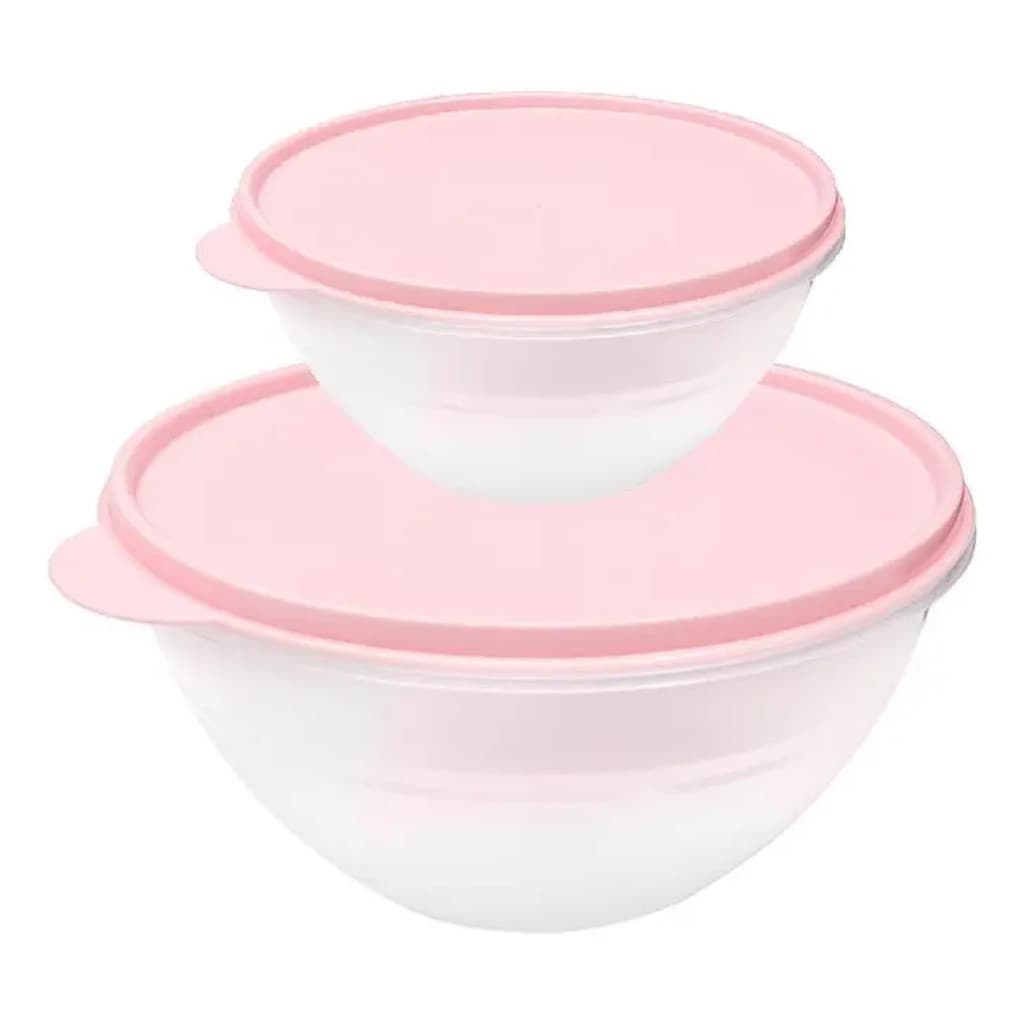 Conjunto 2 Tigelas Hermetico Veneza 500ML e 1L Rosa DUP