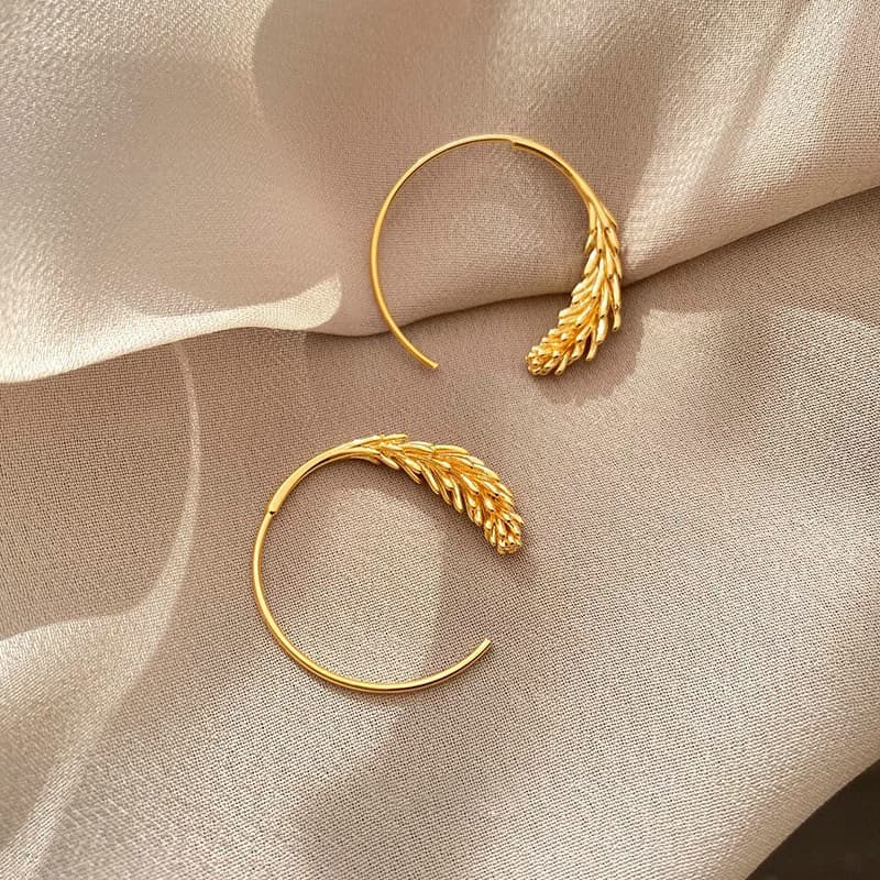 brinco de pressao feminino brinco feminino Brincos de orelha de trigo dourado feminino S925 prata esterlina agulha nicho