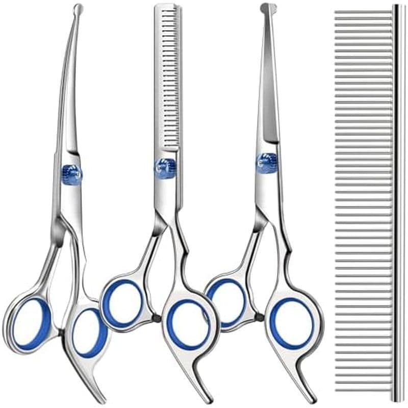 Cão Profissional 4 Em 1 & amp ; Kit De Tesouras Para Cuidar De Gatos Com Pontas Redondas De Segurança , Afiada Duráveis