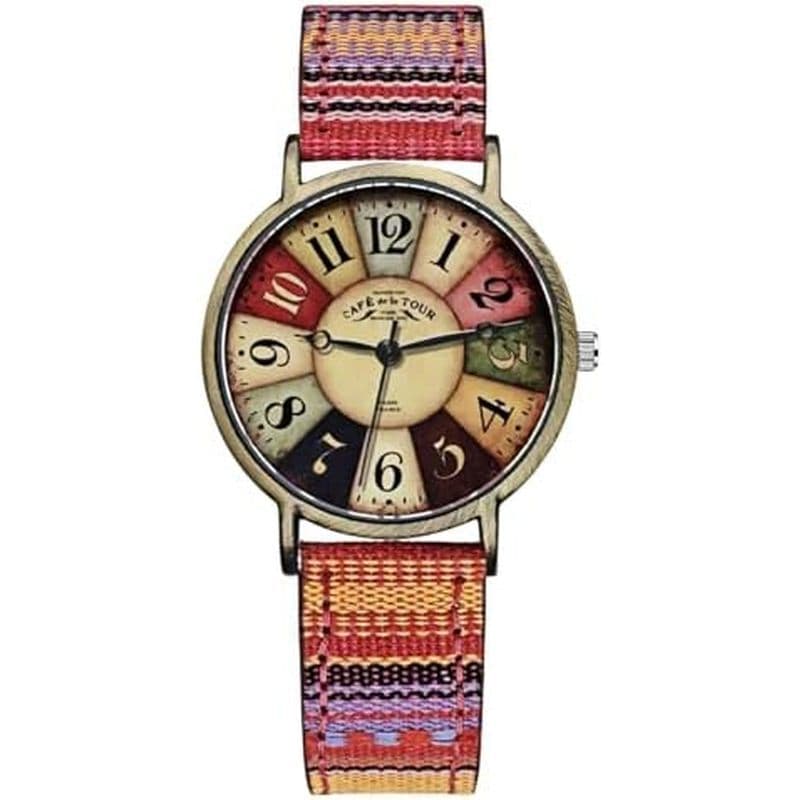 Gosasa Relógio Criativo Multicolorido Para Mulheres Com Pulseira De Tecido Fashion Padrão Arco-Íris Relógios Femininos B
