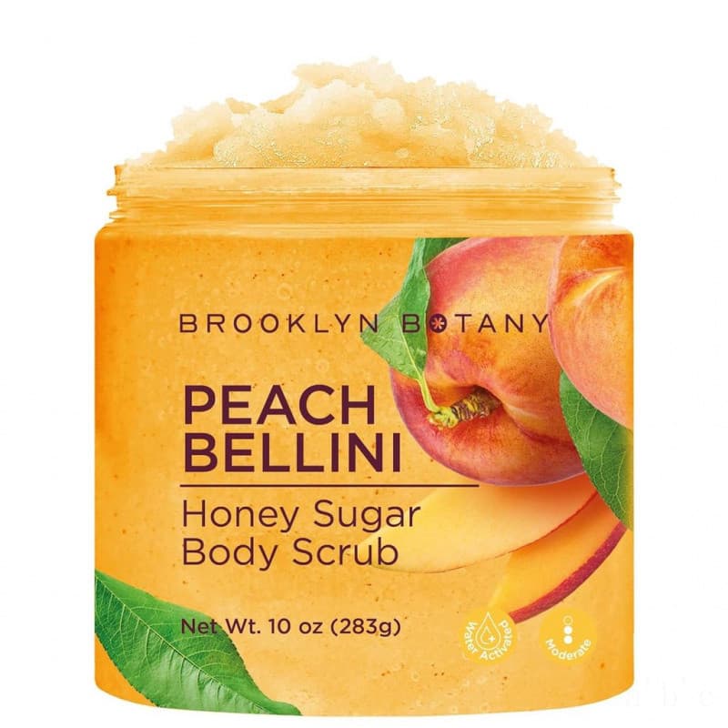 Brooklyn Botanical Peach Bellini Honey Sugar Body Scrub 10 oz – Esfoliante corporal profundamente hidratante e suave, ad